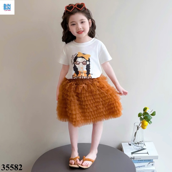 35582- Set váy tutu cô gái đeo kính cam
