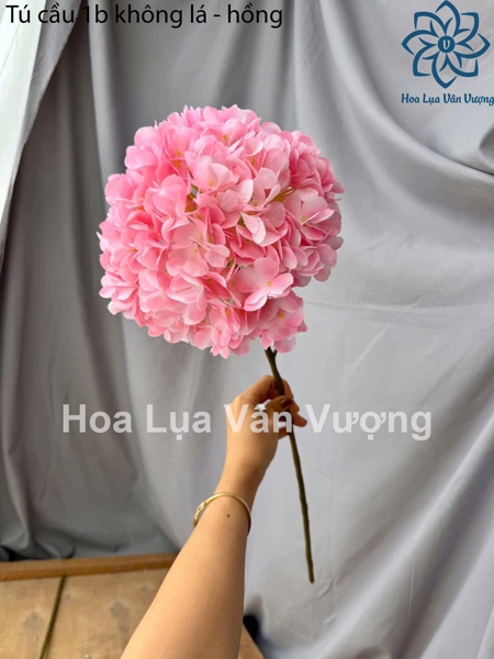Tú cầu 1b không lá - hồng - Hoa cành dài - Hoa Lụa Vân Vượng