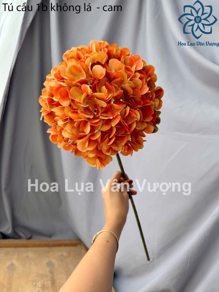 Tú cầu 1b không lá - cam - Hoa cành dài - Hoa Lụa Vân Vượng