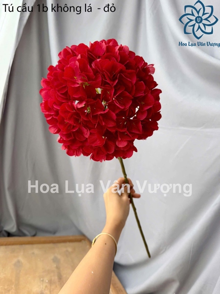 Tú cầu 1b không lá - đỏ - Hoa cành dài - Hoa Lụa Vân Vượng