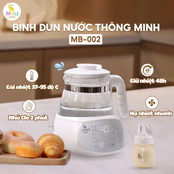 BÌNH ĐUN NƯỚC, PHA SỮA THÔNG MINH MOAZ BEBE 002 - Bảo hành 1 năm