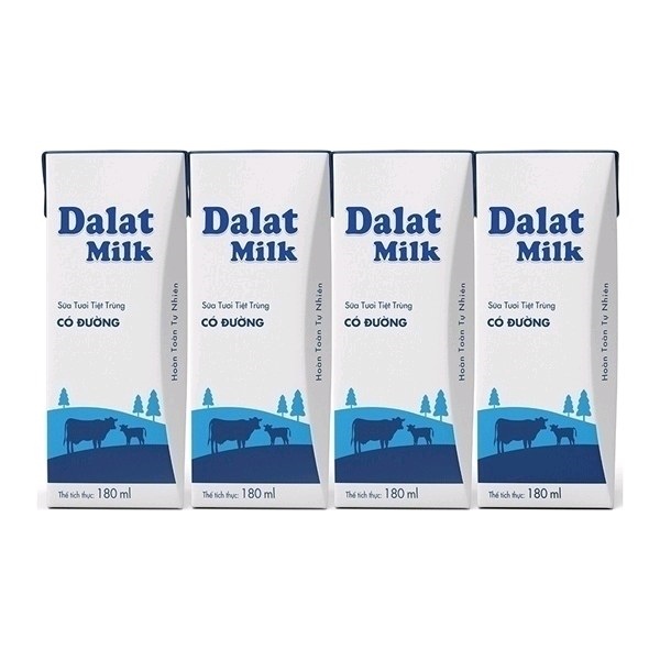 Sữa tươi tiệt trùng có đường Dalat Milk 180ml/hộp