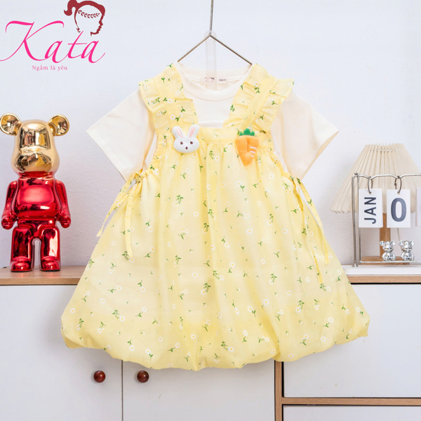 Đầm Bé Gái Hoa Nhí Phối Áo Thun