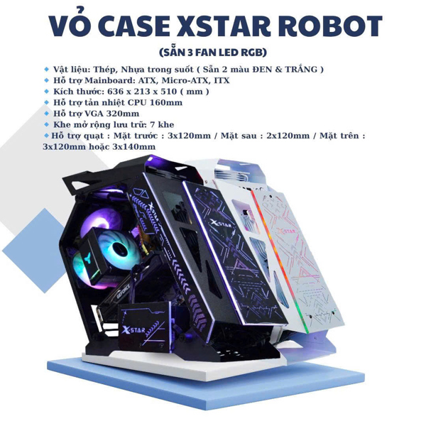 Vỏ máy tính Robot X-STAR sẵn 3 fan (Đen)(KV)