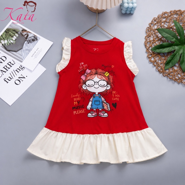Đầm Bé Gái Sunny Girl Phối Bèo Dễ Thương