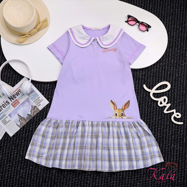 Đầm Bé Gái Cổ Thủy Thủ Bunny