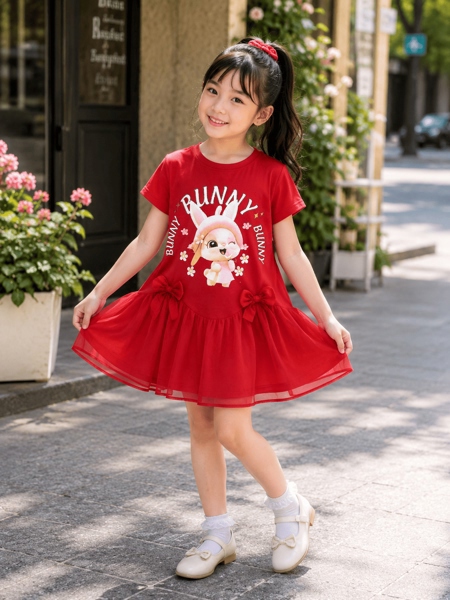 Đầm Bé Gái Bunny Phối Voan Công Chúa