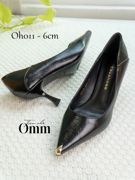 OH011 Giày cao gót đính mũi gót gập