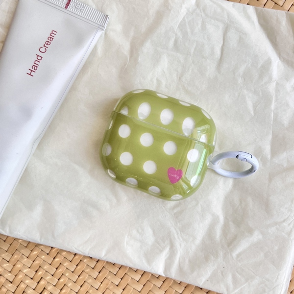 Case Airpod Xanh Green Chấm Bi Trắng - PRO