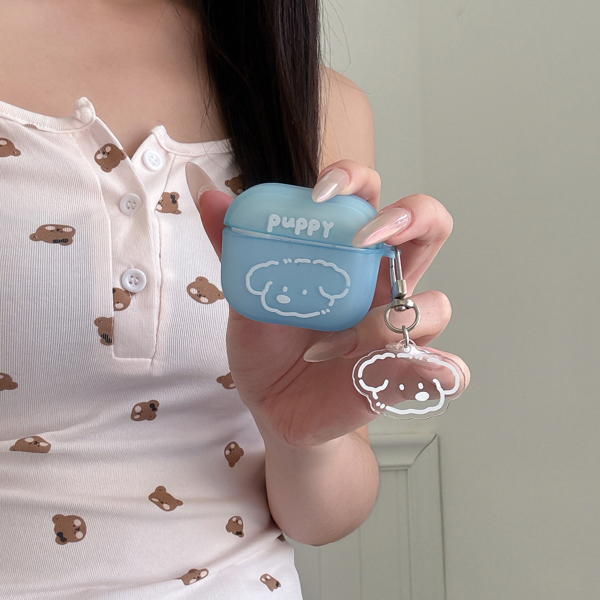 Case Airpod Xanh Cún Trắng + Móc - 4