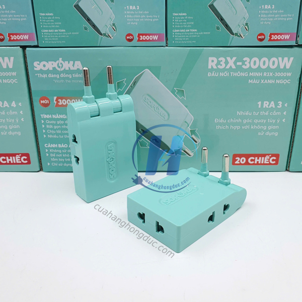 Ổ Chia Điện 3 Ngõ Dẹp Cổ Xoay 3000W R3X-3000W SOPOKA