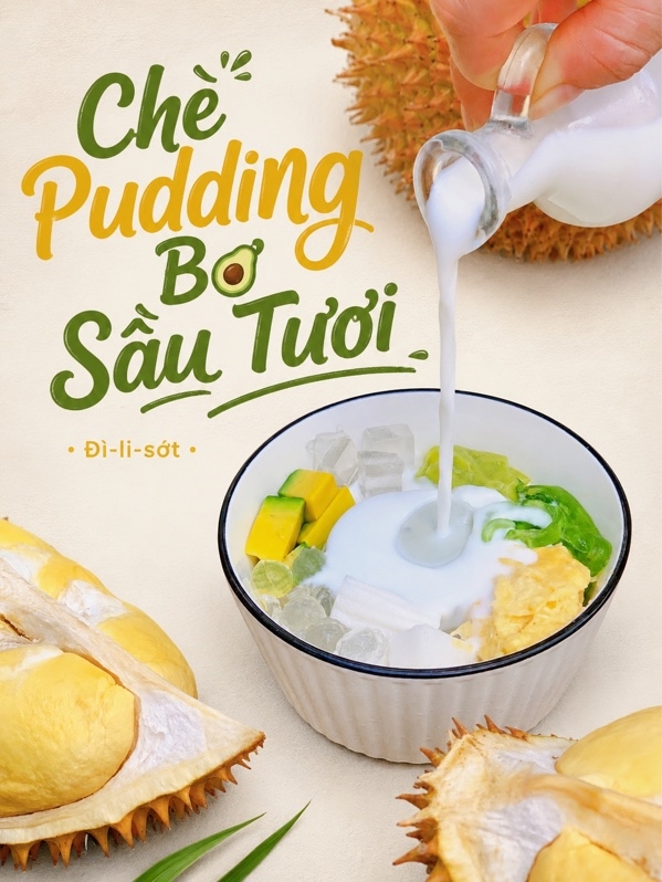 Chè pudding bơ sầu tươi