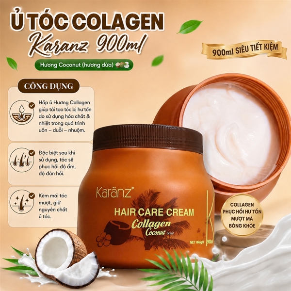 Ủ tóc collagen Karanz hương dừa TLT 900gr #màu nâu