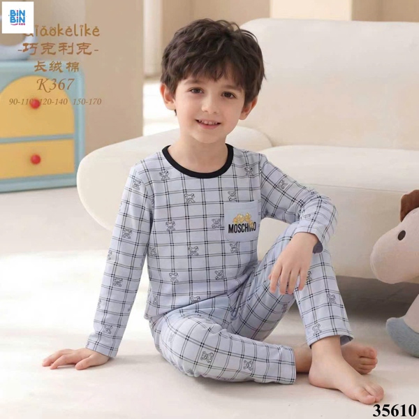 35610-Bộ Qke TD Gấu Caro Nền Xanh