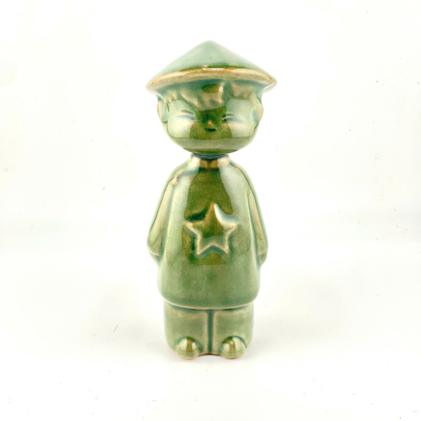 Ceramic statue: Vietnamese Boy - Teal