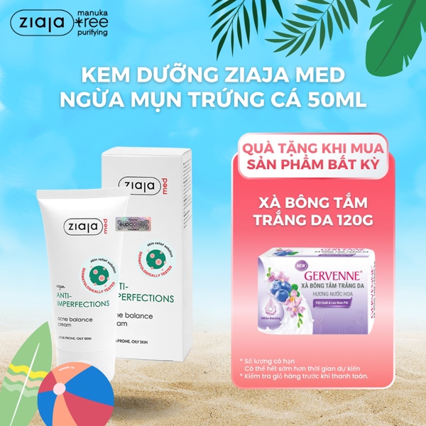 Kem Dưỡng Ziaja Med Anti-Imperfections Acne Cream Giảm Mụn Ngừa Khuẩn 50ml
