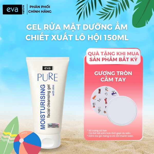 Sữa Rửa Mặt Dưỡng Ẩm Chiết Xuất Lô Hội Eva Natura Pure Moisturising Facial Cleansing Gel With Aloe Vera 150ml