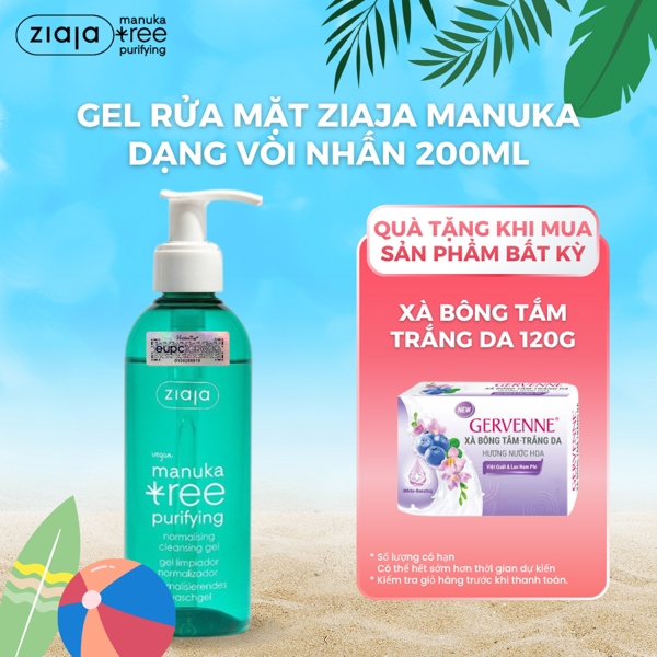 Sữa Rửa Mặt Ziaja Manuka Cho Da Dầu Mụn Trứng Cá Tree Purifying Normalising Cleansing Gel 200ml