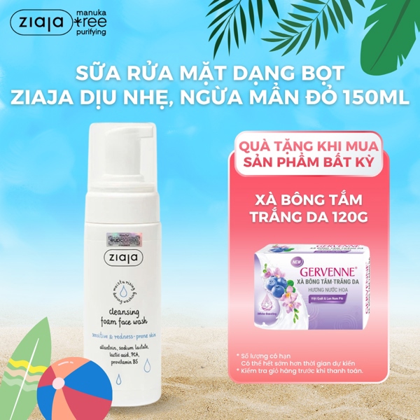 Rửa Mặt Dạng Bọt Ziaja Cleansing Foam Face Wash Sensitive & Redness-Prone Skin Siêu Diu Nhẹ - Ngừa Mẩn Đỏ 150ml