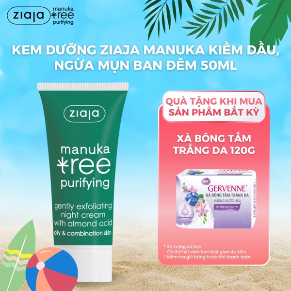 Kem Dưỡng Ziaja Manuka Tree Purifying Giảm Mụn, Kiểm Soát Dầu Ziaja Ngày/ Đêm 50ml
