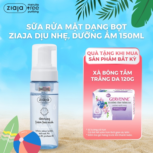 Rửa Mặt Dạng Bọt Ziaja Cleansing Foam Face Wash Dry, Sensitive Skin Siêu Diu Nhẹ Dưỡng Ẩm Làm Mềm 150ml