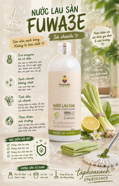 Fuwa3e Lau sàn (mùi sả chanh) 1L