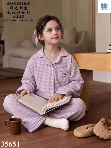 35651-Bộ Pyjama Kuromi Caro Tím