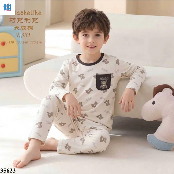 35623-Bộ QKe TD Gấu Hello Viền Đen