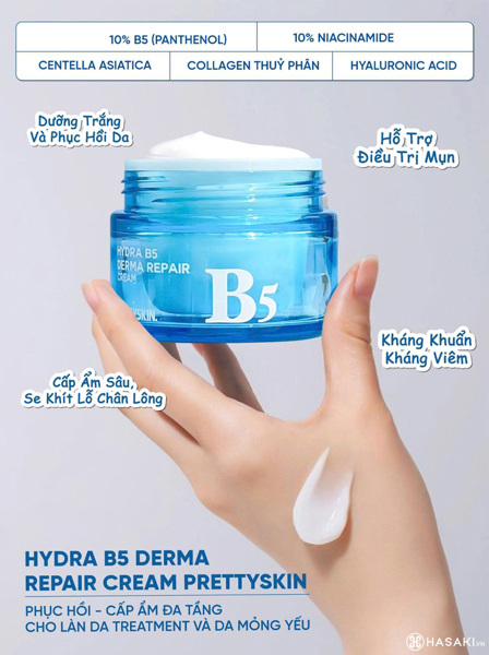 Kem Dưỡng Ẩm Cao Cấp Giúp Trắng Sáng Da, Phục Hồi Da Mỏng Yếu Prettyskin B5 Cao Cấp (Hàn Quốc) 52ml