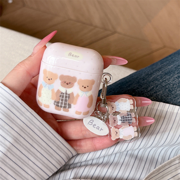 Case Airpod Hồng 3 Gấu Nâu - Pro/Pro2