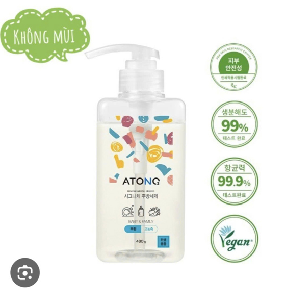 Nước rửa Bình, rau củ, chén bát đậm đặc thuần chay ATONO2 không mùi 0m+