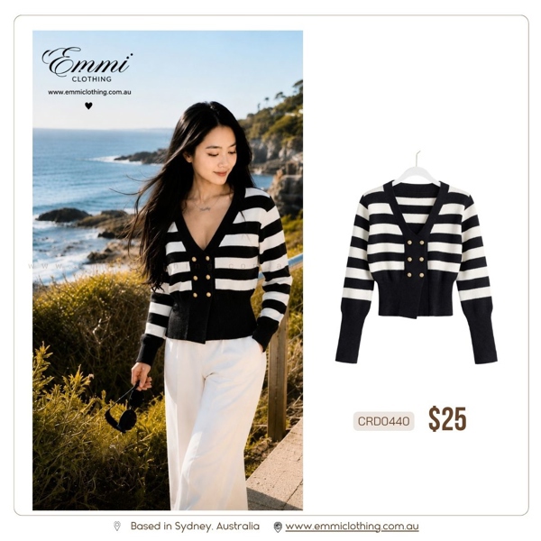 Bold Stripe Sailor Cardigan