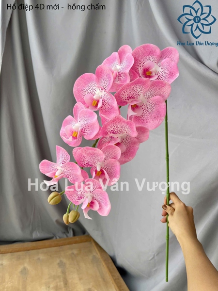Hồ điệp 4D mới - hồng chấm - Hồ điệp, lan - Hoa Lụa Vân Vượng