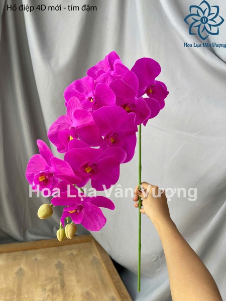 Hồ điệp 4D mới - tím đậm - Hồ điệp, lan - Hoa Lụa Vân Vượng