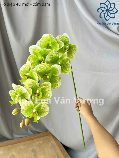 Hồ điệp 4D mới - cốm đậm - Hồ điệp, lan - Hoa Lụa Vân Vượng