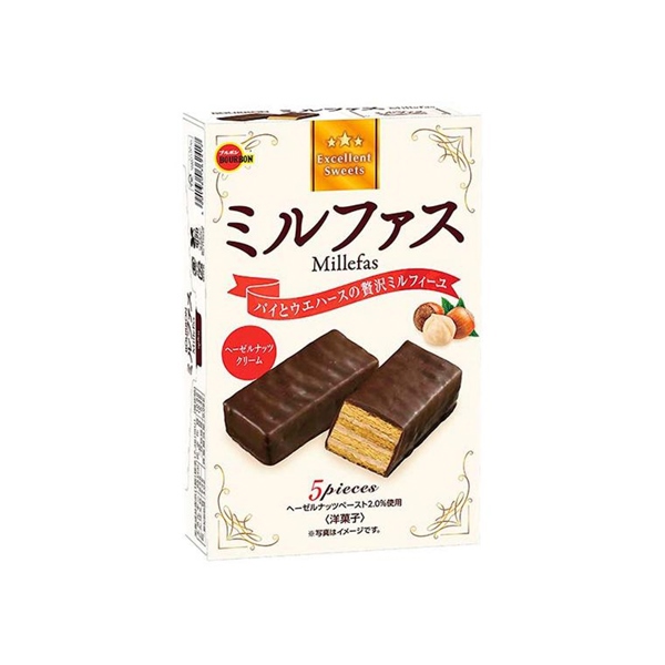 Bánh quy Bourbon Millefas phủ socola hạt dẻ 106g