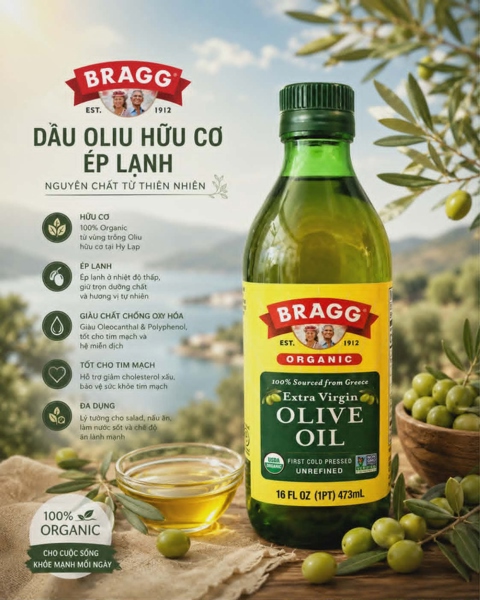 Dầu Oliu Bragg (chai 473ml)