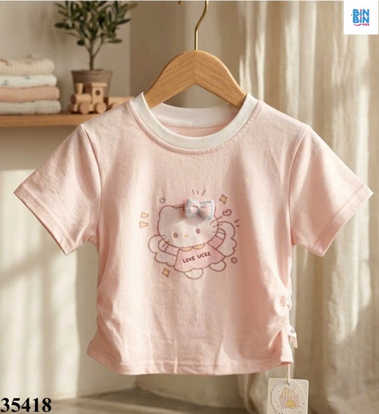 35418- Áo thun kitty nơ nổi hồng