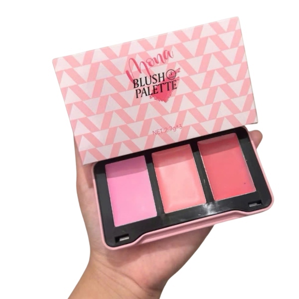 MONA Má Hồng Kem Blush Palette 3 ô - Hồng