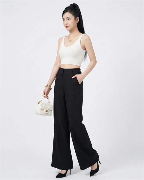 Quần Tây Nữ GEO Ống Rộng Sọc Gân