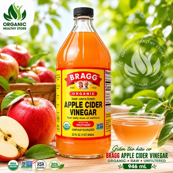 Giấm táo hữu cơ Bragg 946ml