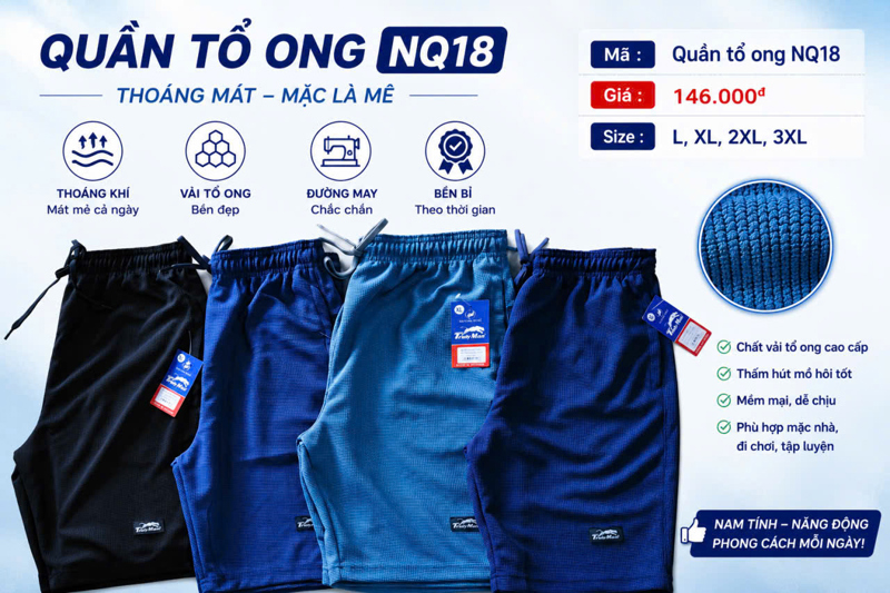 Quần short nam tổ ong Natu NQ18