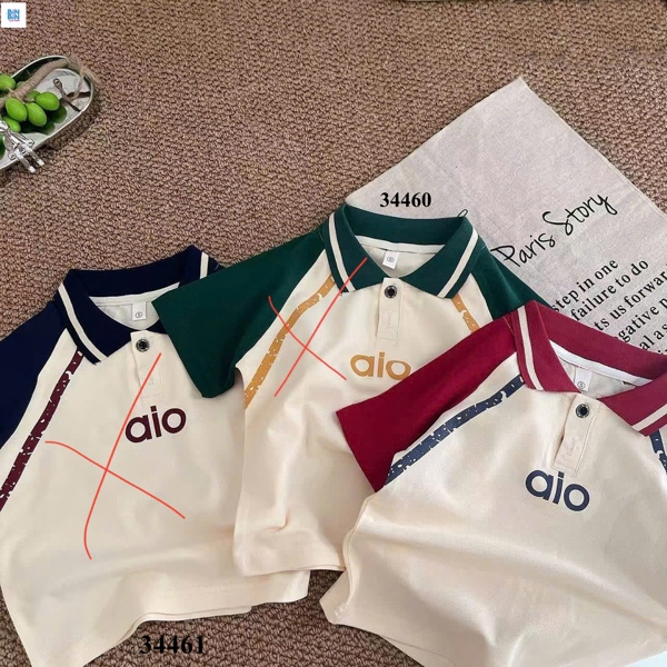 34460- Áo polo O. Kids Alo rêu