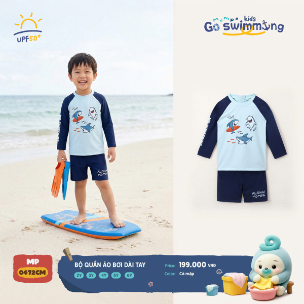 MP0472 - 2Y/6Y Bộ bơi dài tay phối xanh