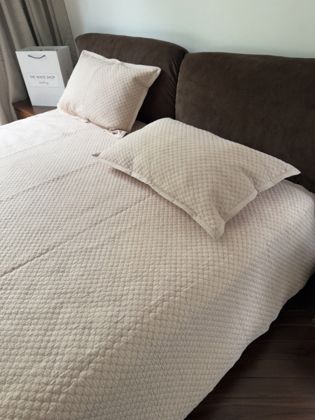 Bộ ga 3 món "Chỉ ngữ" | Linen Cotton - Chần quả trám - LX21.2