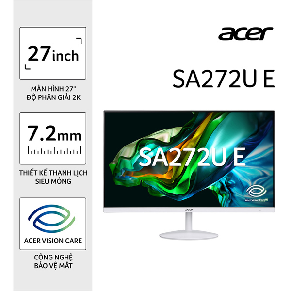 Màn hình Acer SA272U E-UM.HS2SV.E03 (27 inch - 2K - IPS - 100Hz - 4ms - Trắng - Speaker)