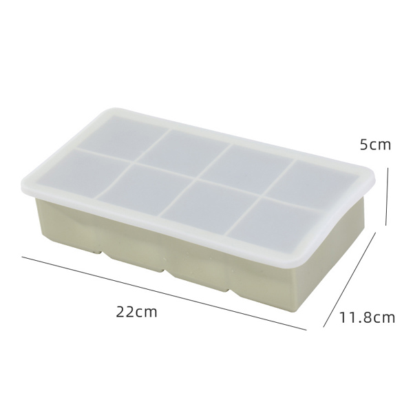Khuôn silicon làm đá vuông 8 ô 5x5cm có nắp