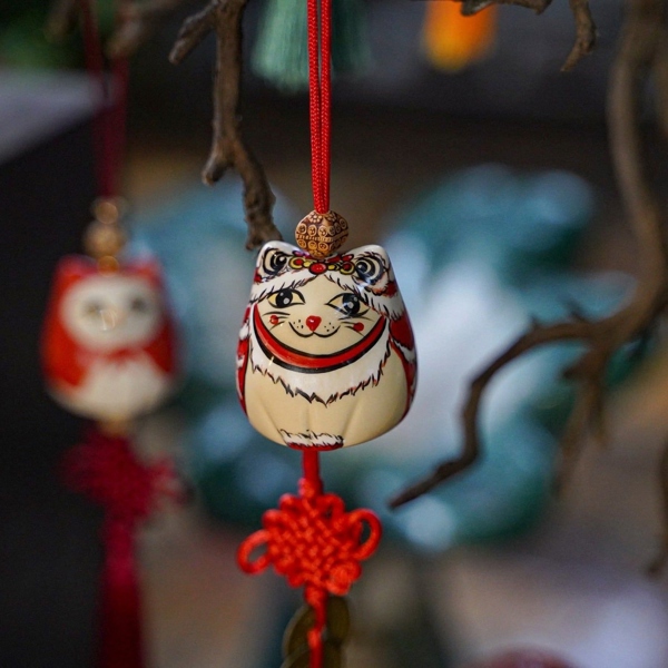 Ceramic Figurine: Cat in Lion Dance Costume
