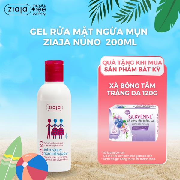 Gel Rửa Mặt Ngừa Mụn Ziaja Nuno Zel Myjacy Normalizujacy Cho Da Dầu Da Hỗn Hợp 200ml – Không Gây Kích Ứng