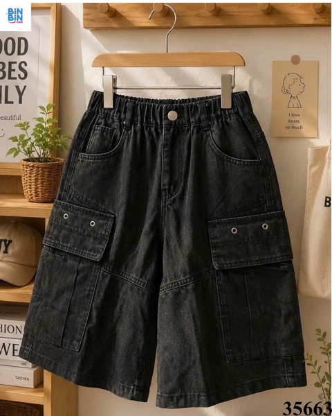 35663- Quần lửng ngố đen TH 2 bên
